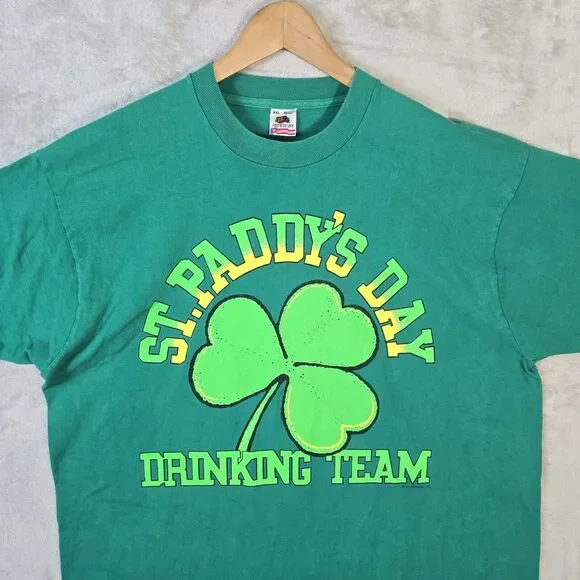 Vtg St Paddy's Day Drinking Team Single Stitch T-Shirt XXL USA Made St Patricks - Picture 3 of 9